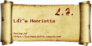 Löw Henrietta névjegykártya